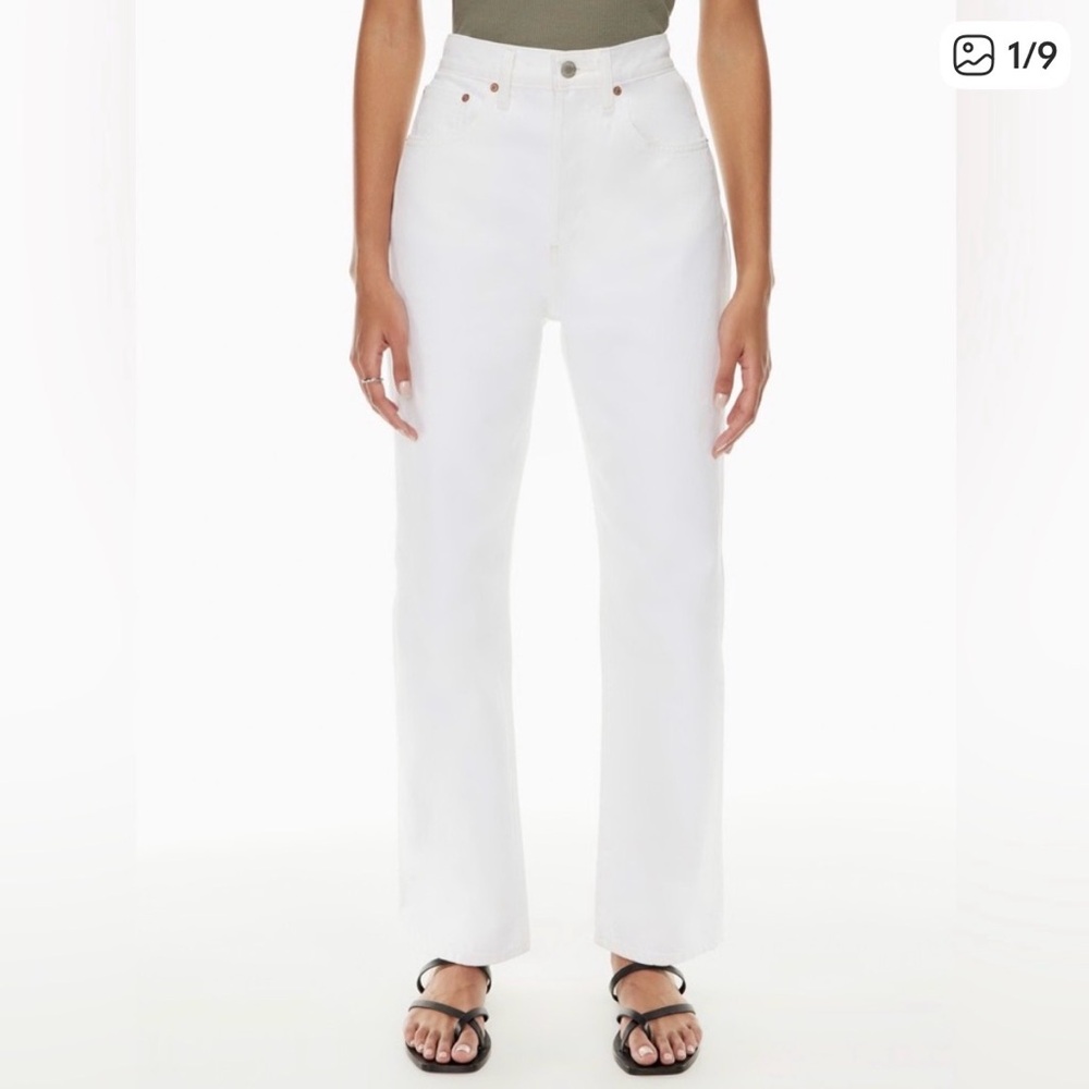 Denim Forum Straight Leg White Jeans